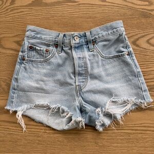 Levi's Blue Jean Shorts Distressed Frayed Casual